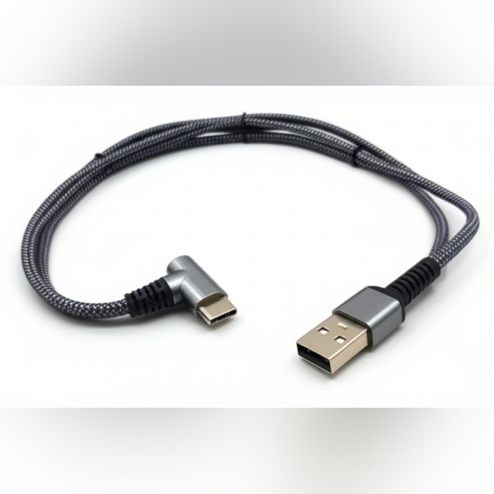 Elbow Braided USB-C to USB-C Charger for Cells w/ removable USB-A for Computers